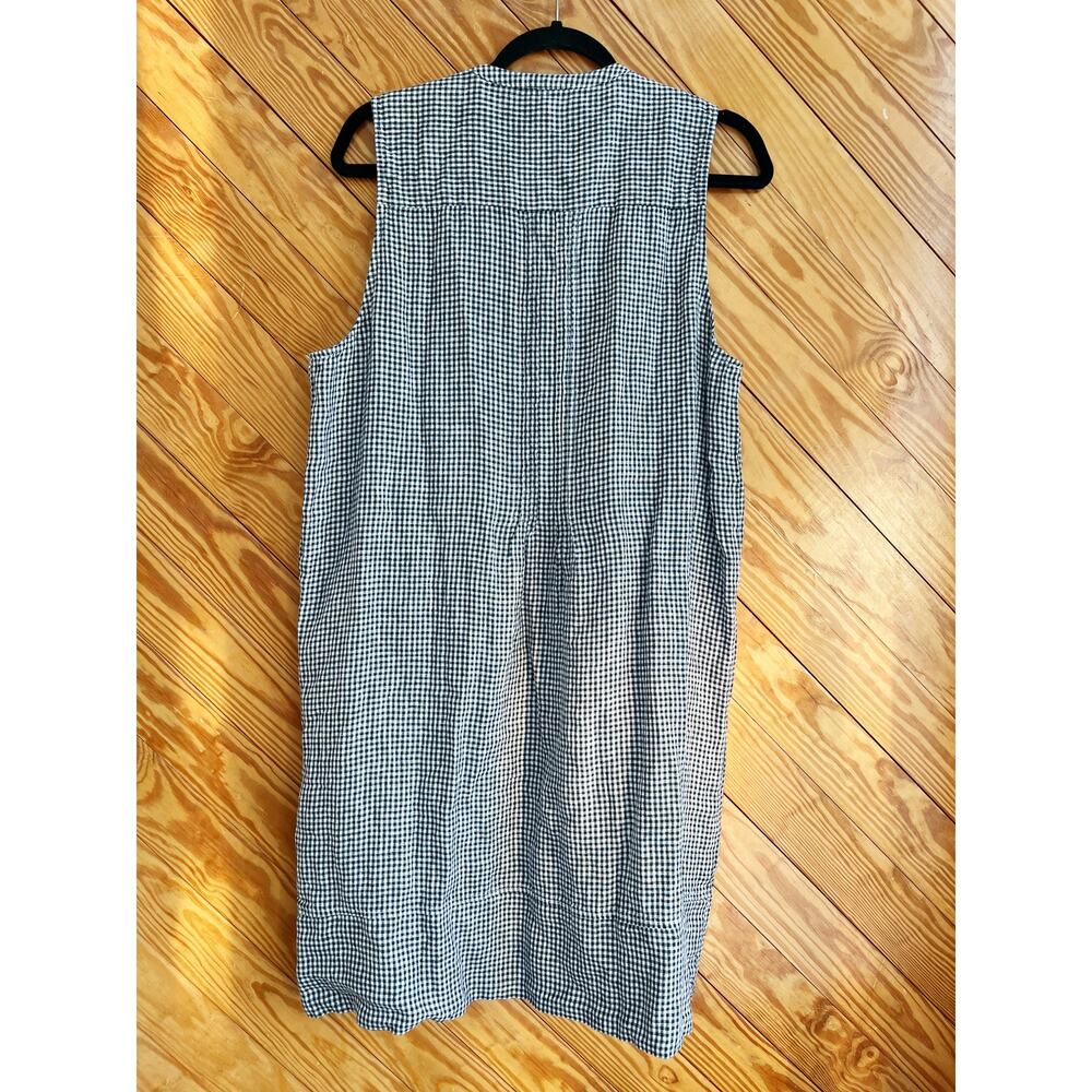 Quince 100% European Linen Sleeveless Swing Dress Classic Mini Gingham - Picture 3 of 6